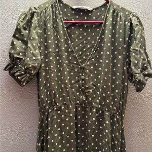 Zara Olive Dress with Pink Dots